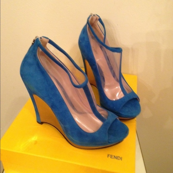 HP 2/13 blue/silver 4"+FENDI Heels sz36 EUC! - Picture 3 of 8